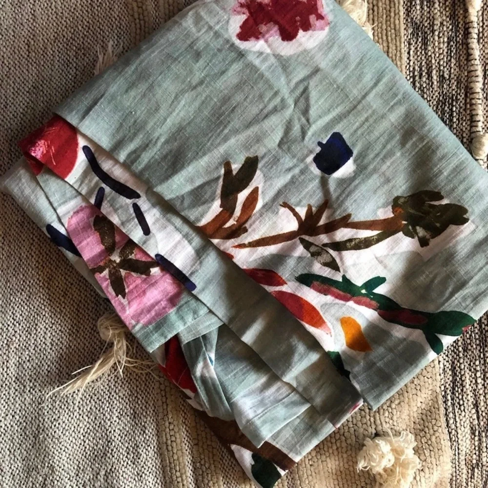 Anthropologie Floral Curtains in Light Blue with Multicolor Floral Print - Picture 4 of 6